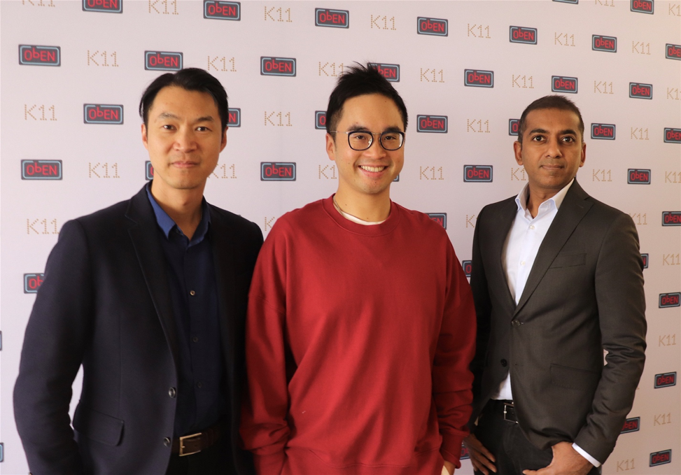 从左至右:ObEN联合创始人及COO郑毅、K11创始人郑志刚、ObEN联合创始人及CEO Nikhil Jain