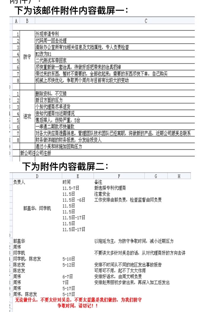 在吴细龙提供的周伟团队的邮件截图，邮件中