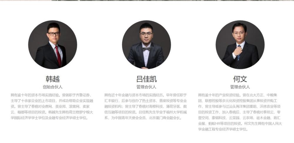 图为春晓公开资料显示的三位合伙人