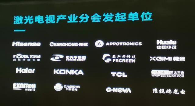 激光电视产业分会包括海信、长虹、海尔、康佳、TCL等中国电视行业名牌,共16个发起单位