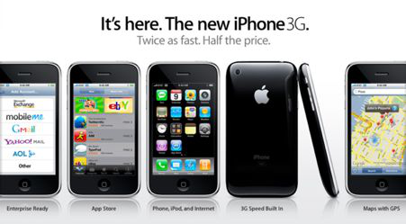 iPhone3G当时的口号:两倍速度,一半价格